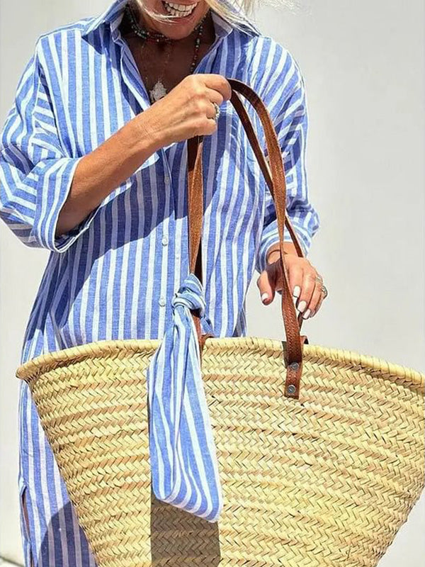 Robe chemise d'été classique à rayures