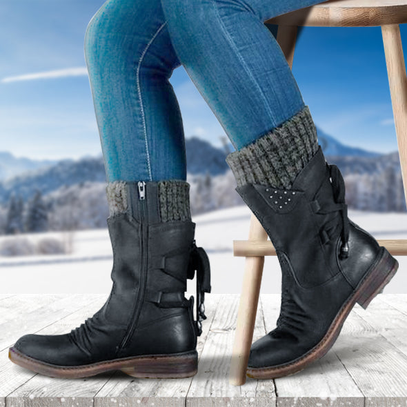 Damen Winter Warme Schnürstiefel