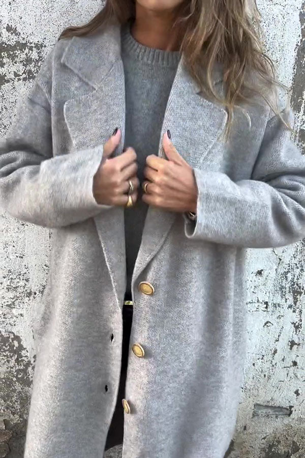 VENTE FLASH🔥 Veste décontractée ample à manches longues et revers de couleur unie - 48 % de réduction