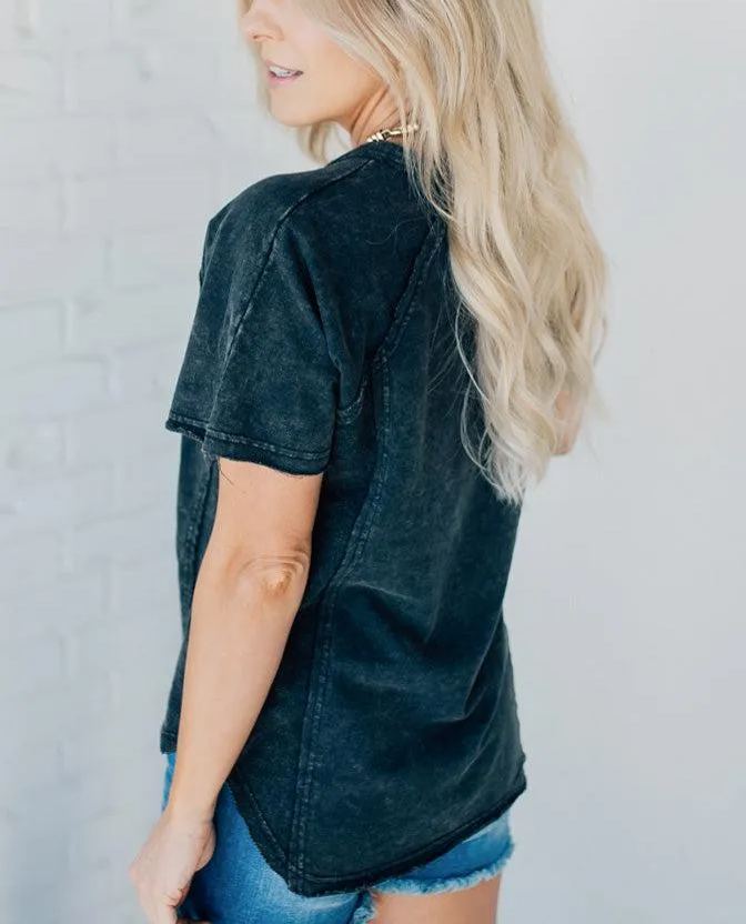 T-shirt boutonné délavé femme (Achetez-en 2, livraison gratuite)