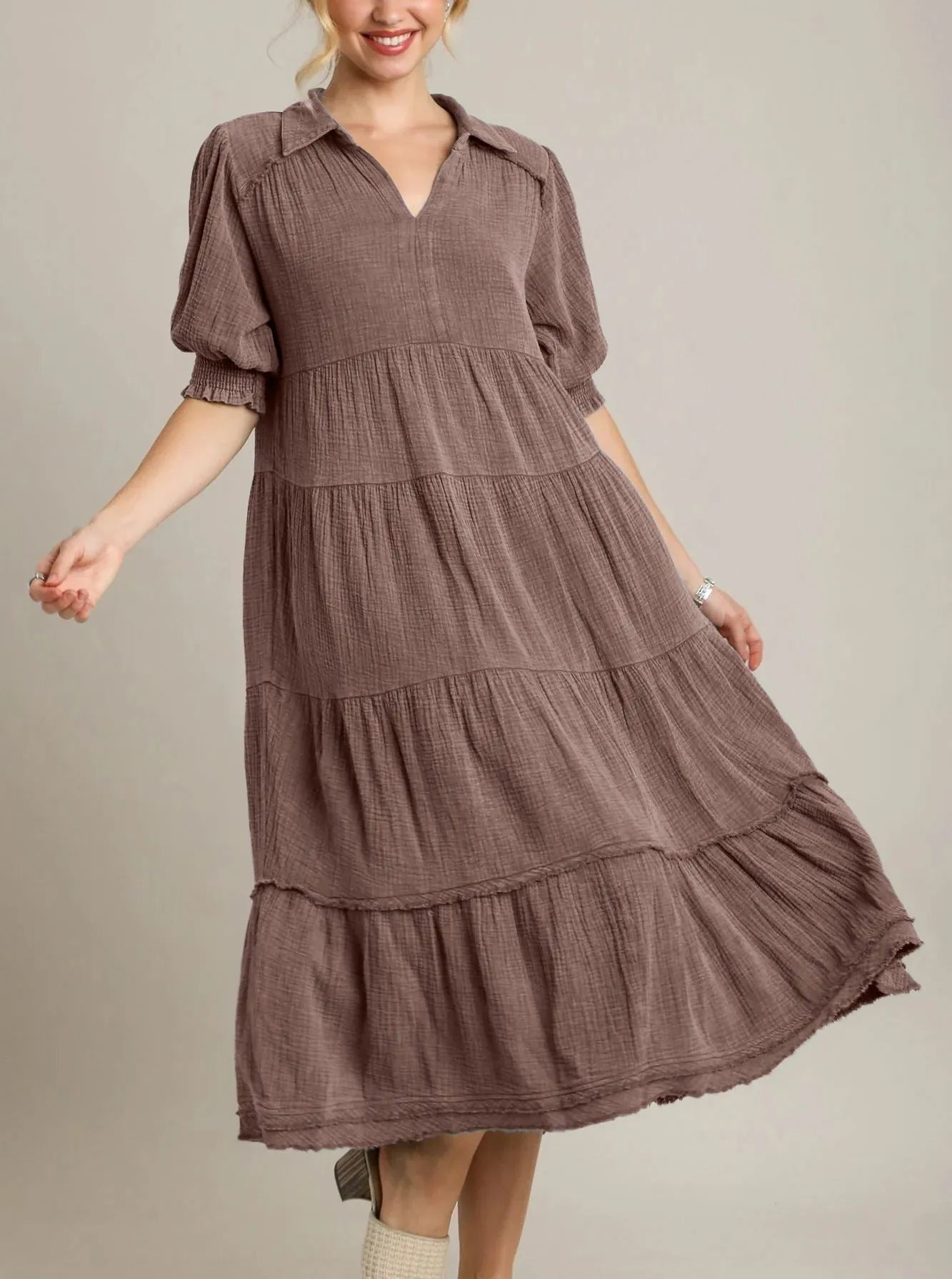 Robe longue à volants et col en V pour femme (2 achetées, livraison gratuite)