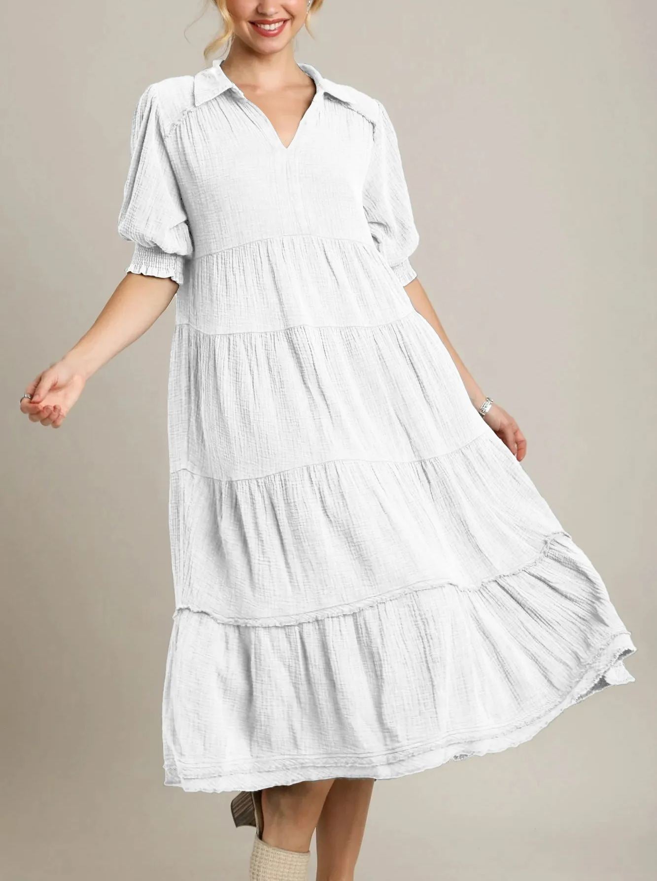 Robe longue à volants et col en V pour femme (2 achetées, livraison gratuite)
