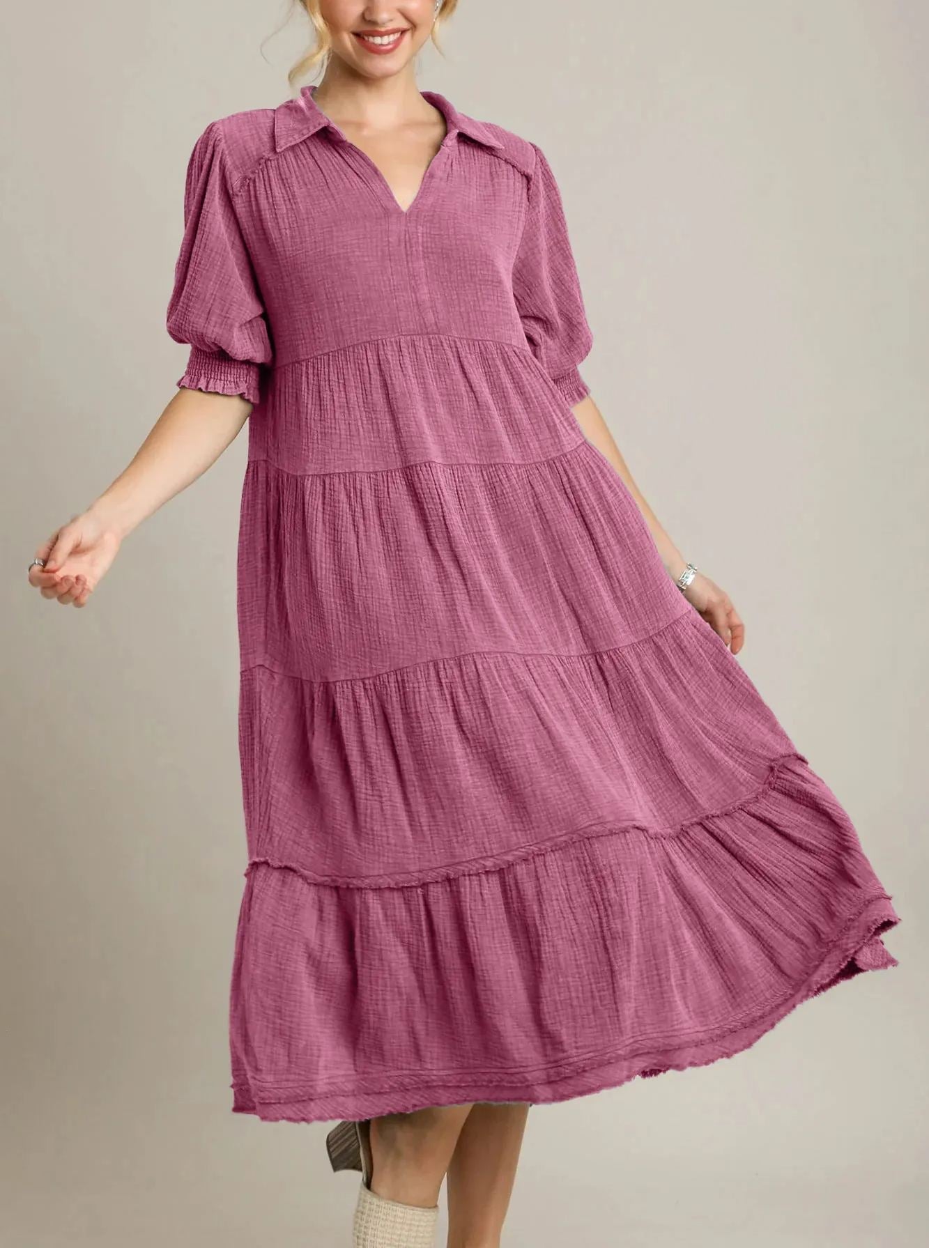 Robe longue à volants et col en V pour femme (2 achetées, livraison gratuite)