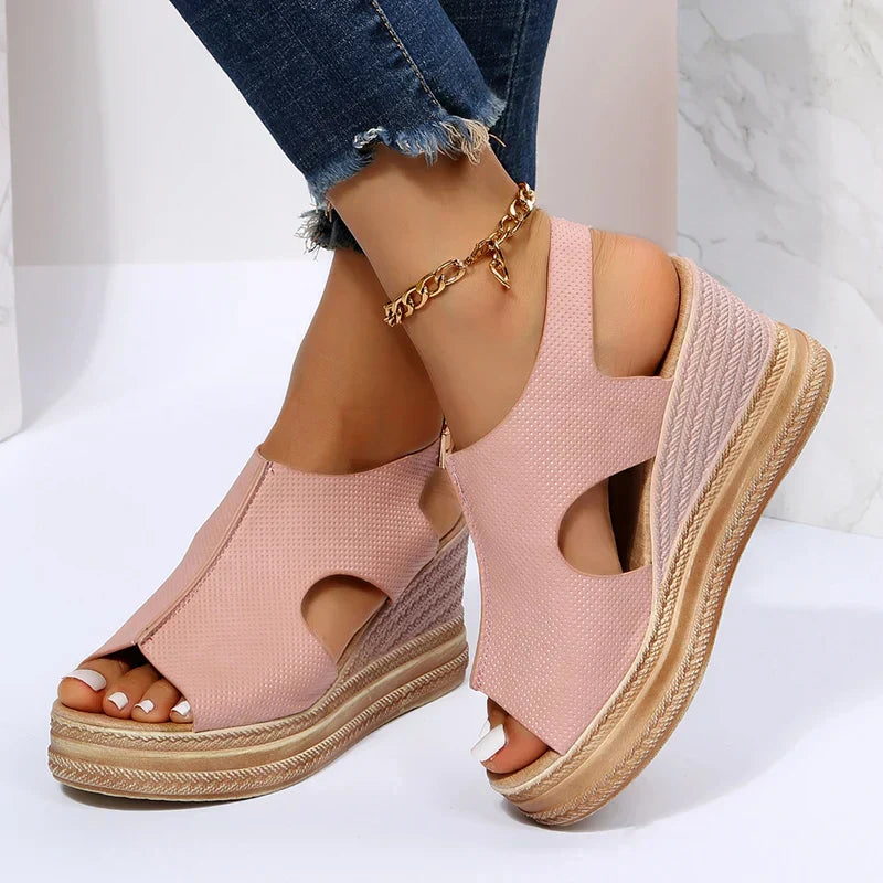 Sandales compensées à boucles pour femmes