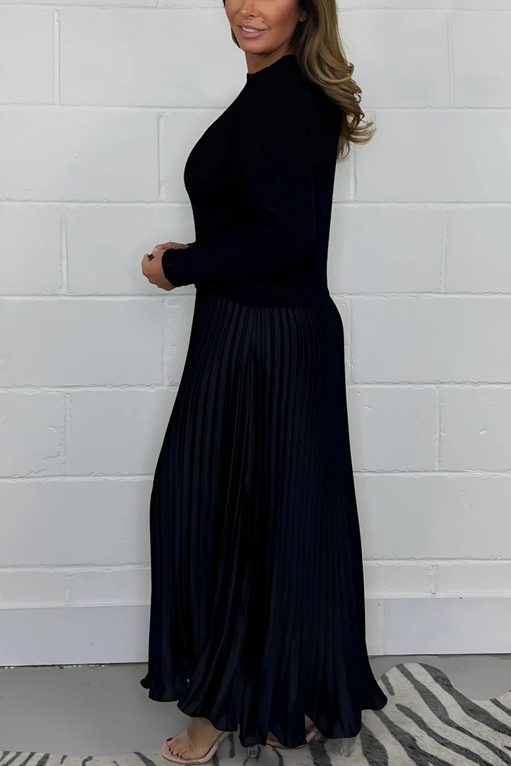 Robe plissée élégante à col rond pour femme
