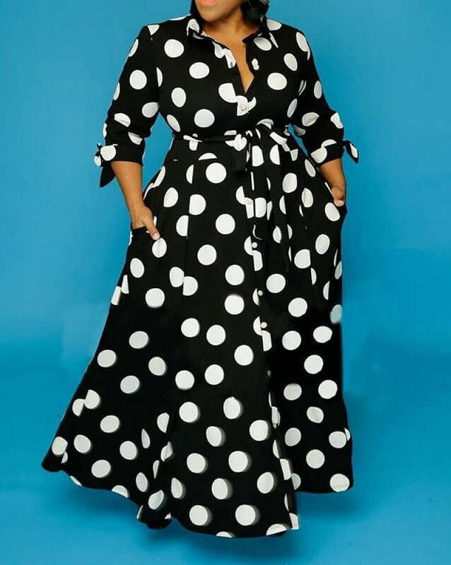 Robe longue élégante à pois pour femme (achetez-en 2, livraison gratuite)