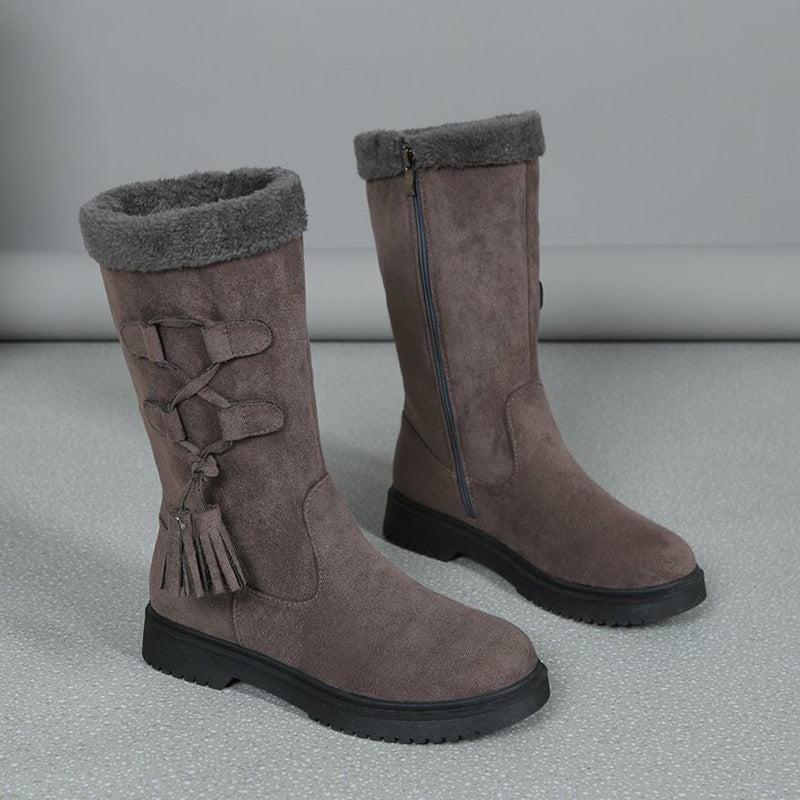 Damen Warme Wadenhohe Stiefel mit seitlichem Reißverschluss 🔥Direkt 50% Rabatt, Preis-Leistungs-Sieger! Dieses Angebot ist der Hammer!